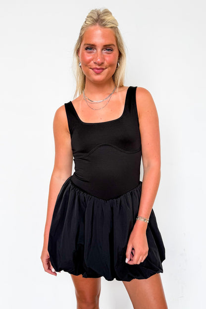 Analeia Bubble Hem Mixed Media Romper - FINAL SALE