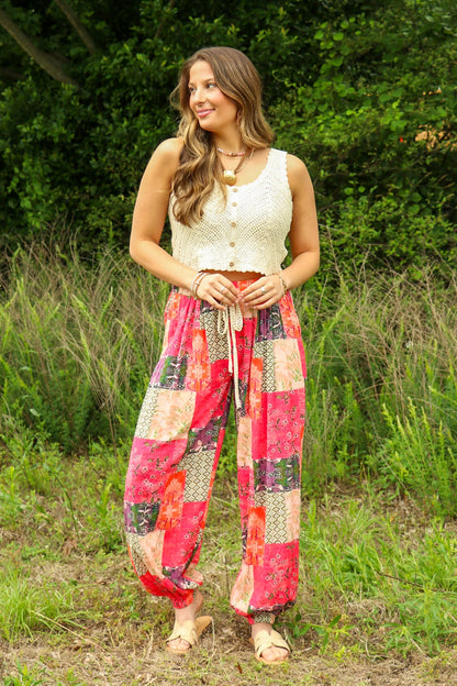 Artisan Ease Patchwork Flowy Pants