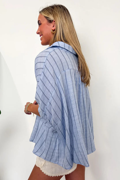Beckham Oversized Striped Button Down Top