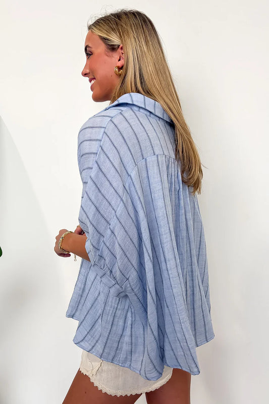 Beckham Oversized Striped Button Down Top