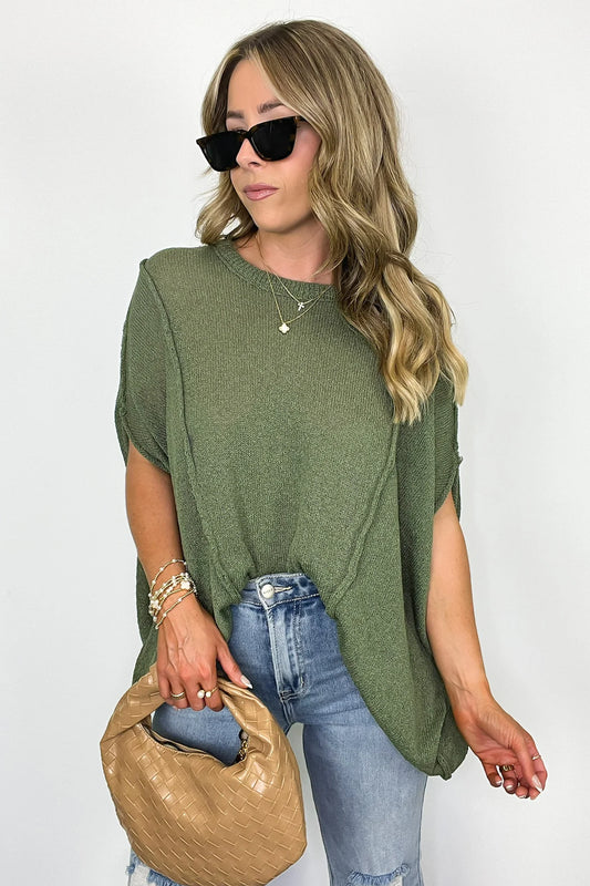 Candice Drop Shoulder Exposed Seam Sweater