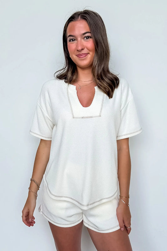 Easy Motion Terry Knit Top and Shorts Set