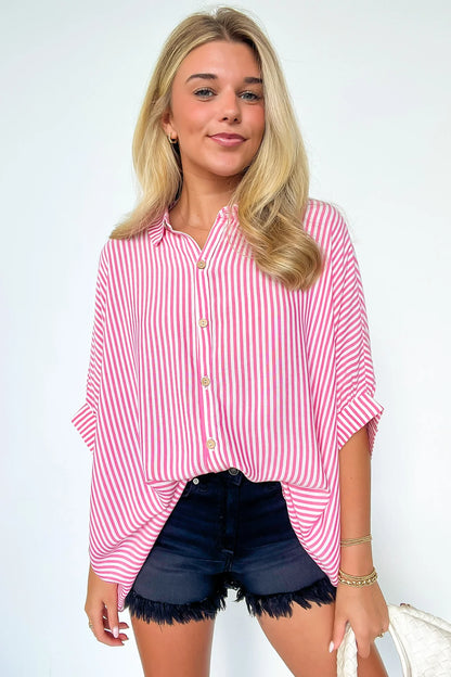 JoJo Striped Button Down Oversized Top