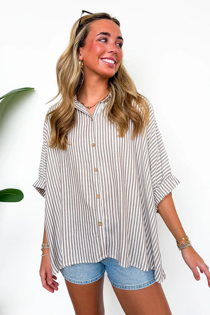JoJo Striped Button Down Oversized Top