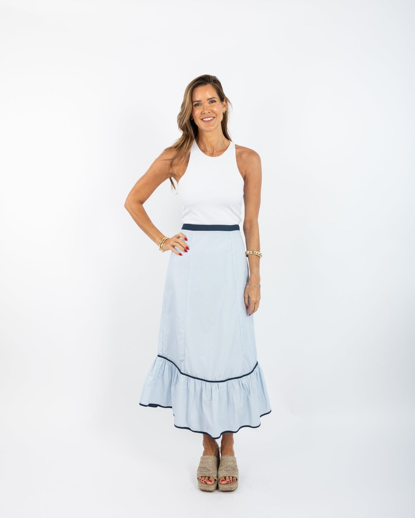 Addie Skirt - Blue Stripe