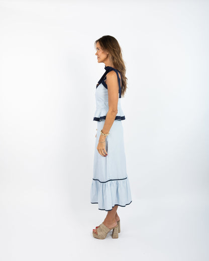 Addie Top (Tie Straps) - Blue Stripe