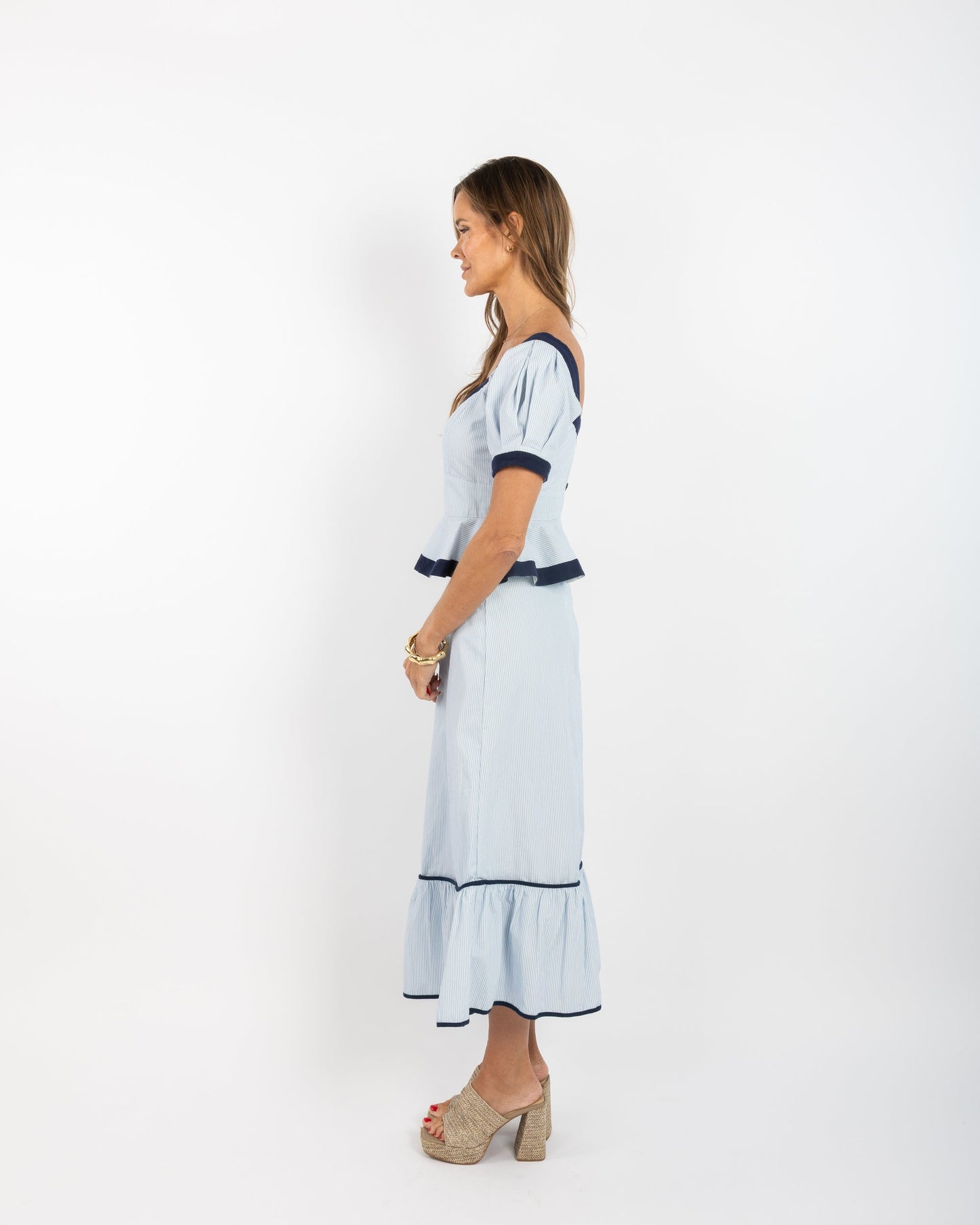 Addie Skirt - Blue Stripe