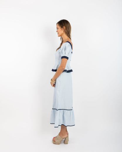 Addie Skirt - Blue Stripe