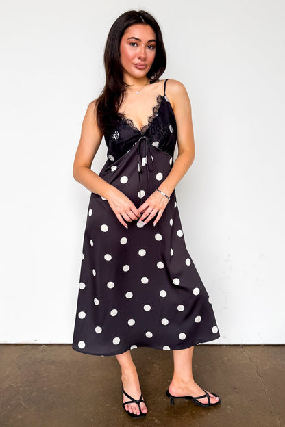 Noir Dots Lace Slip Dress