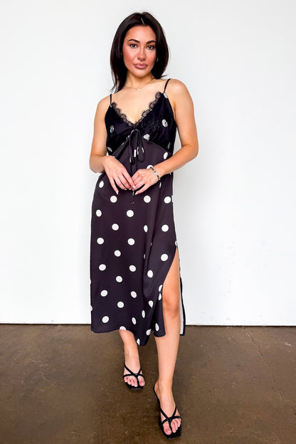 Noir Dots Lace Slip Dress