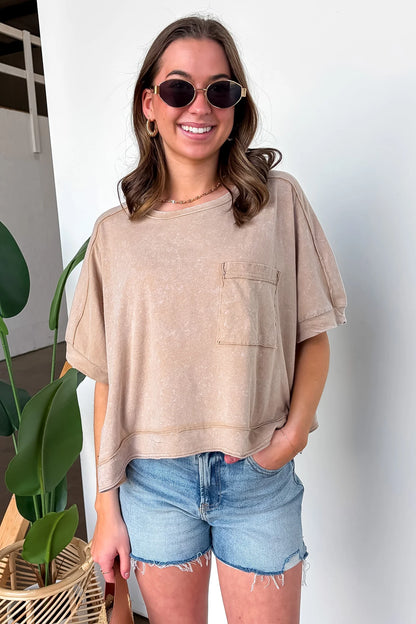 Priscillah Mineral Wash Oversized Pocket Tee