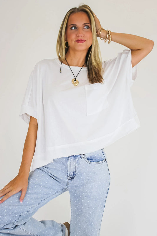 Priscillah Mineral Wash Oversized Pocket Tee