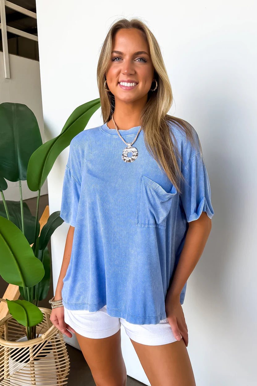 Rylee Mineral Wash Rib Knit Top