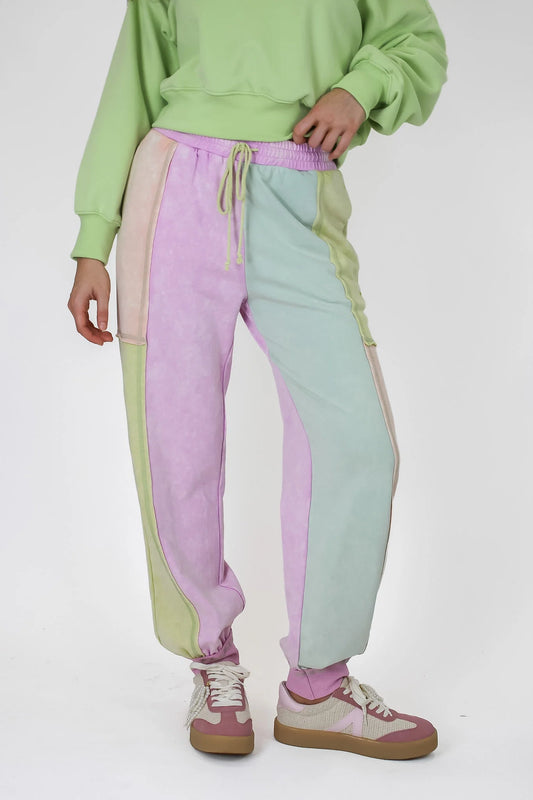 Soft Hue Pastel Color Block Joggers