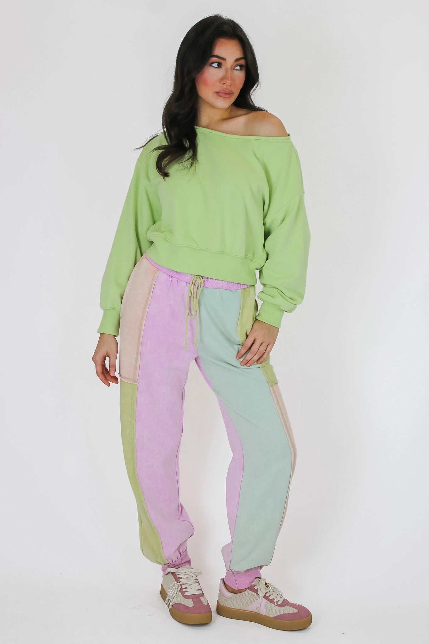 Soft Hue Pastel Color Block Joggers