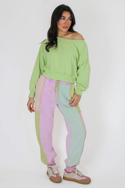 Soft Hue Pastel Color Block Joggers