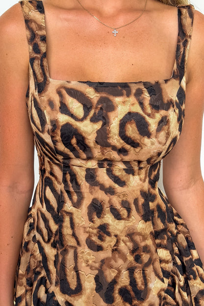 Statement Safari Organza Square Neck Dress